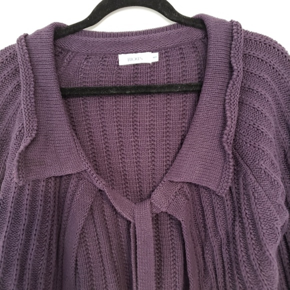Ricki's Purple Open-Knit Tie-Front Cardigan - Picture 5 of 7